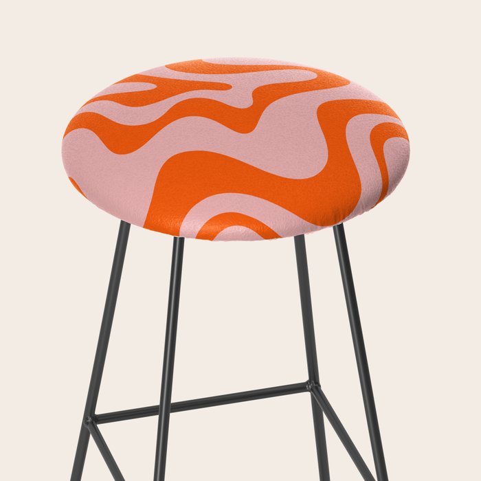 Groovy Retro Liquid Swirl Abstract Orange and Pink Pattern 3 Stool Gallery Image 2