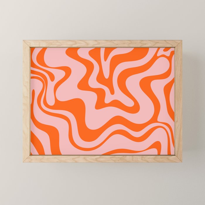 Groovy Retro Liquid Swirl Abstract Orange and Pink Pattern 3 Mini Art Print Gallery Image 1
