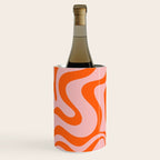 Groovy Retro Liquid Swirl Abstract Orange and Pink Pattern 3 Wine Chiller Gallery Image 3