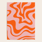 Groovy Retro Liquid Swirl Abstract Orange and Pink Pattern 3 Poster Gallery Image 4