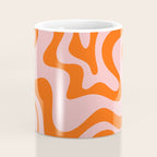Groovy Retro Liquid Swirl Abstract Orange and Pink Pattern 3 Coffee Mug Gallery Image 4