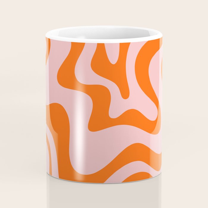 Groovy Retro Liquid Swirl Abstract Orange and Pink Pattern 3 Coffee Mug Gallery Image 4