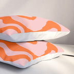 Groovy Retro Liquid Swirl Abstract Orange and Pink Pattern 3 Pillow Sham Gallery Image 3