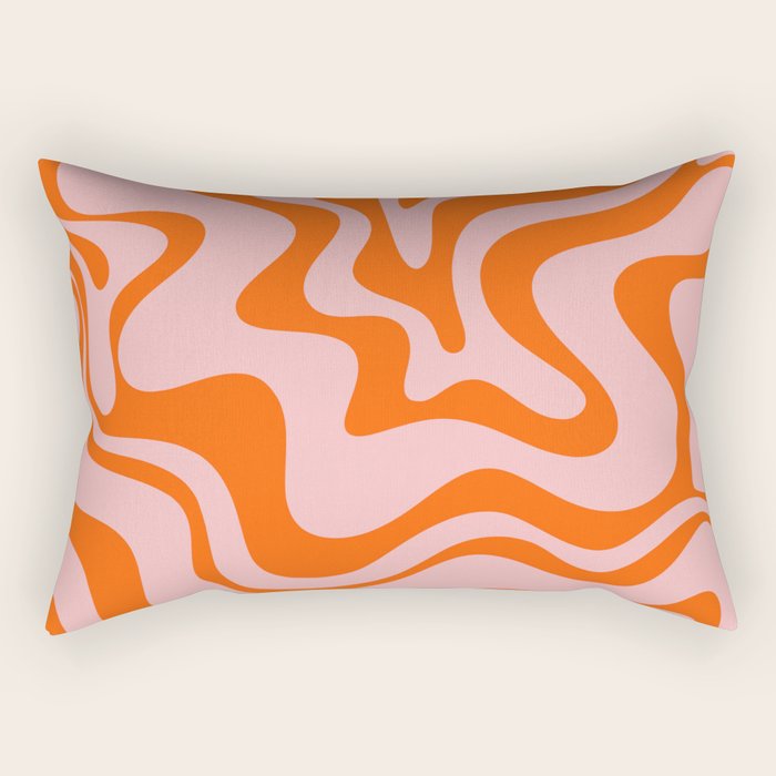 Groovy Retro Liquid Swirl Abstract Orange and Pink Pattern 3 Rectangular Pillow Gallery Image 1