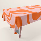 Groovy Retro Liquid Swirl Abstract Orange and Pink Pattern 3 Tablecloth Gallery Image 1