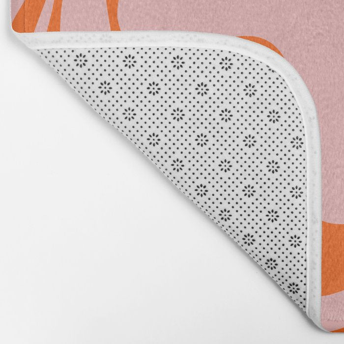 Groovy Retro Liquid Swirl Abstract Orange and Pink Pattern 3 Bath Mat Gallery Image 2