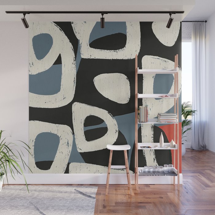 Abstract in Slate and Red Wall Mural Gallery Image 1