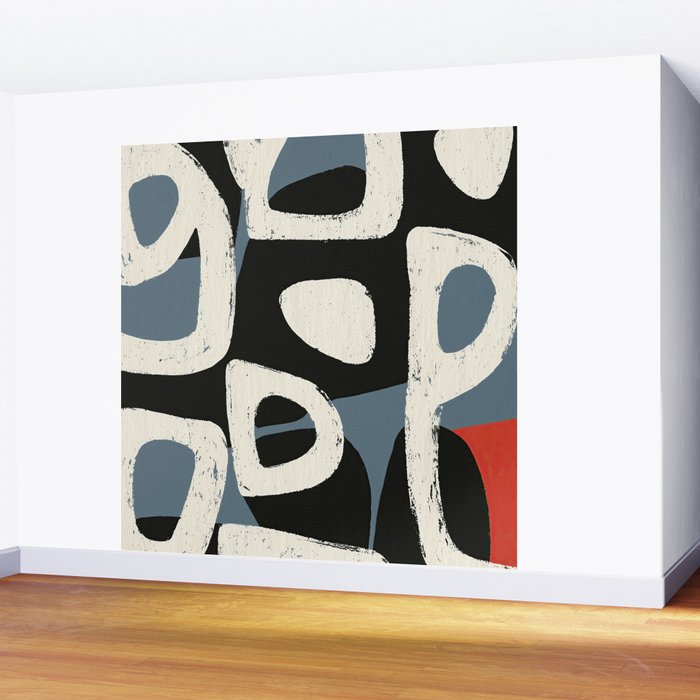 Abstract in Slate and Red Wall Mural Gallery Image 2