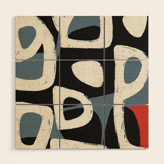 Abstract in Slate and Red Wood Wall Art Gallery Image 1
