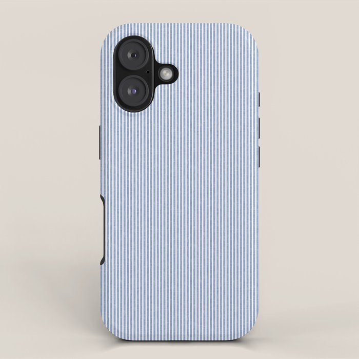 linen textured stripes - coastal blue iPhone Case Gallery Image 1