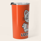 Lucky Cat Illustration Travel Mug Gallery Image 3