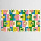 Retro Geometric Mid Century Modern Rektangel Pattern Yellow Blue Pink Green Tablecloth Gallery Image 2