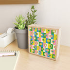 Retro Geometric Mid Century Modern Rektangel Pattern Yellow Blue Pink Green Mini Art Print Gallery Image 2