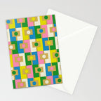 Retro Geometric Mid Century Modern Rektangel Pattern Yellow Blue Pink Green Stationery Card Gallery Image 2