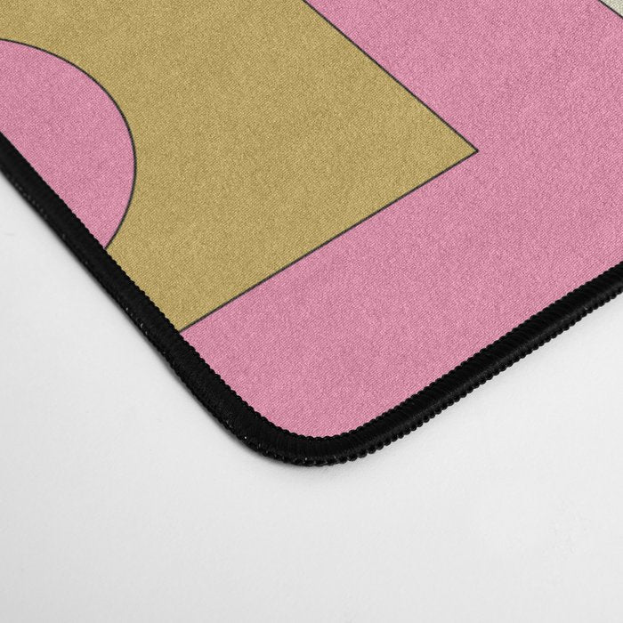 Retro Geometric Mid Century Modern Rektangel Pattern Yellow Blue Pink Green Desk Mat Gallery Image 4
