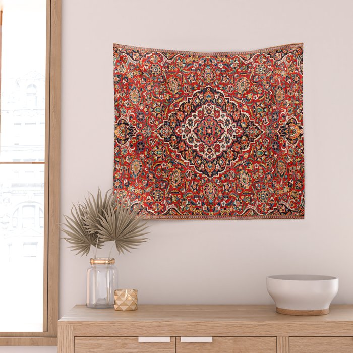 Kashan  Antique Central Persian Rug Print Wall Tapestry Gallery Image 2