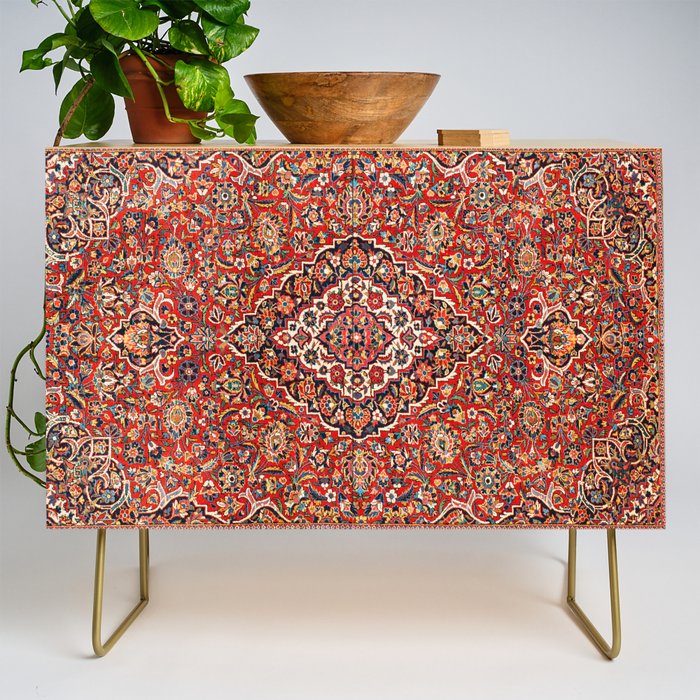 Kashan  Antique Central Persian Rug Print Credenza Gallery Image 1