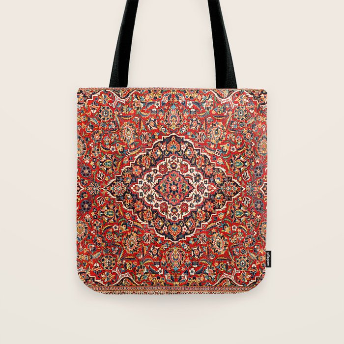 Kashan  Antique Central Persian Rug Print Tote Bag Gallery Image 1