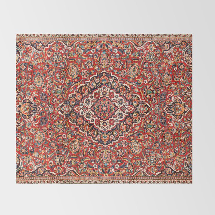 Kashan  Antique Central Persian Rug Print Throw Blanket Gallery Image 2