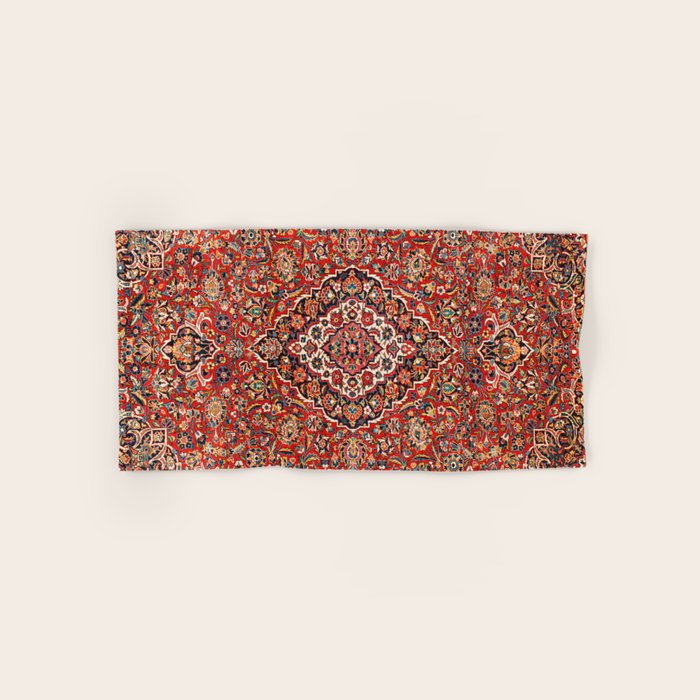 Kashan  Antique Central Persian Rug Print Bath Towel Gallery Image 1