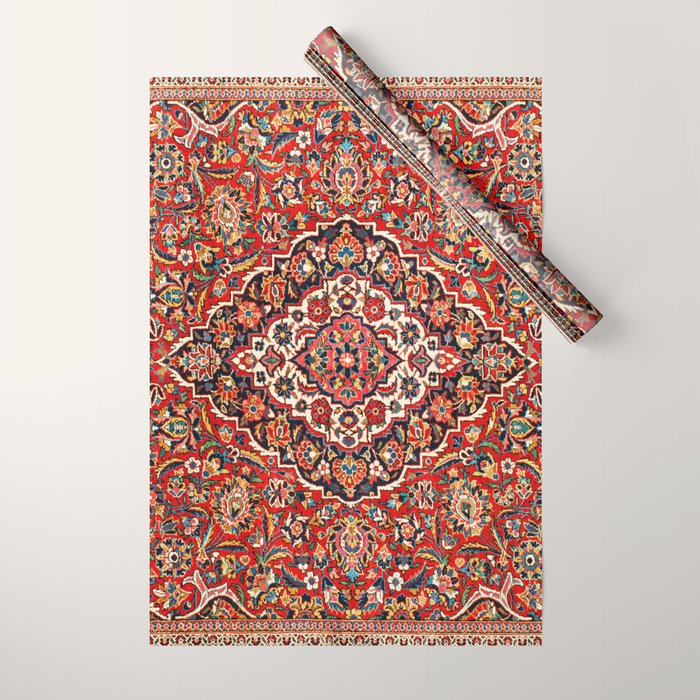 Kashan  Antique Central Persian Rug Print Wrapping Paper Gallery Image 1