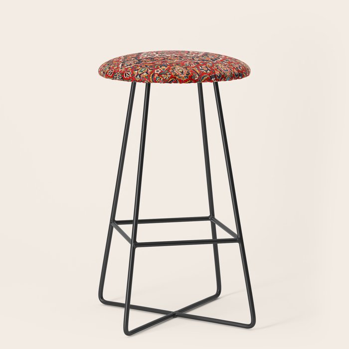 Kashan  Antique Central Persian Rug Print Stool Gallery Image 1