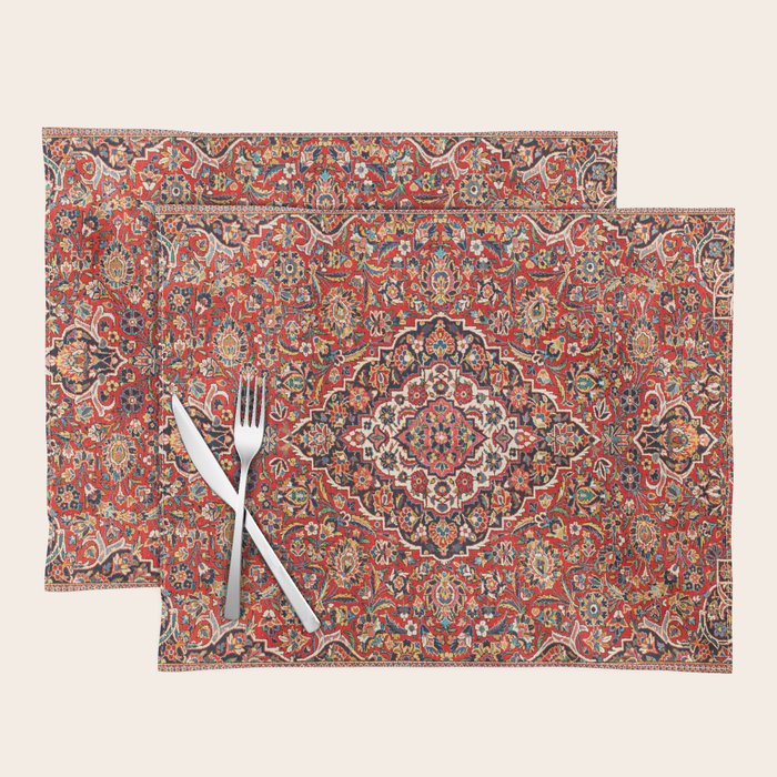Kashan  Antique Central Persian Rug Print Placemat Gallery Image 1