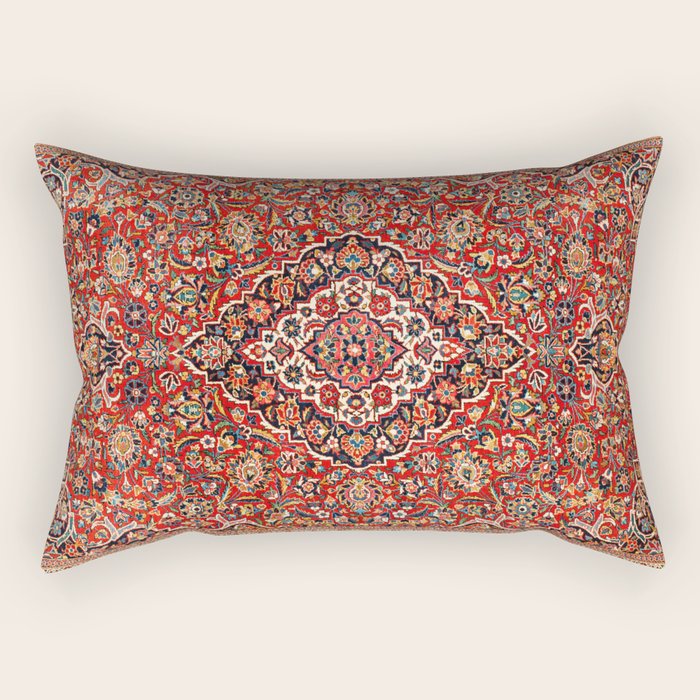 Kashan  Antique Central Persian Rug Print Rectangular Pillow Gallery Image 2