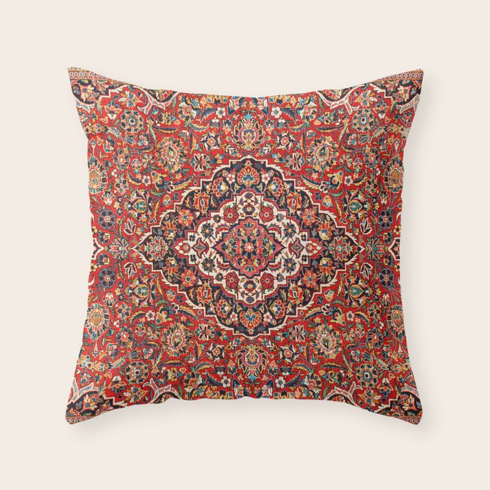 Kashan  Antique Central Persian Rug Print Throw Pillow Gallery Image 6
