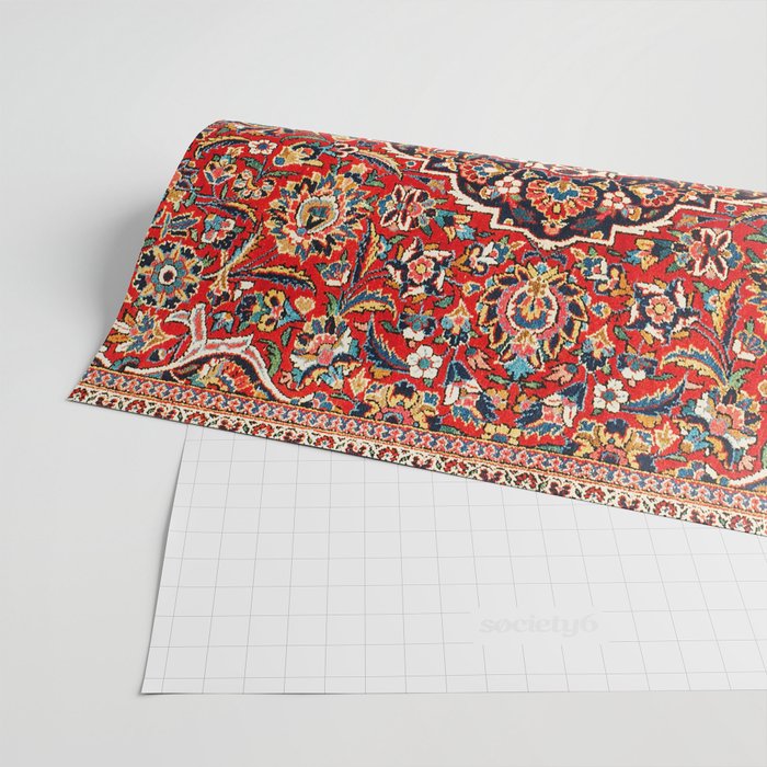 Kashan  Antique Central Persian Rug Print Wrapping Paper Gallery Image 2