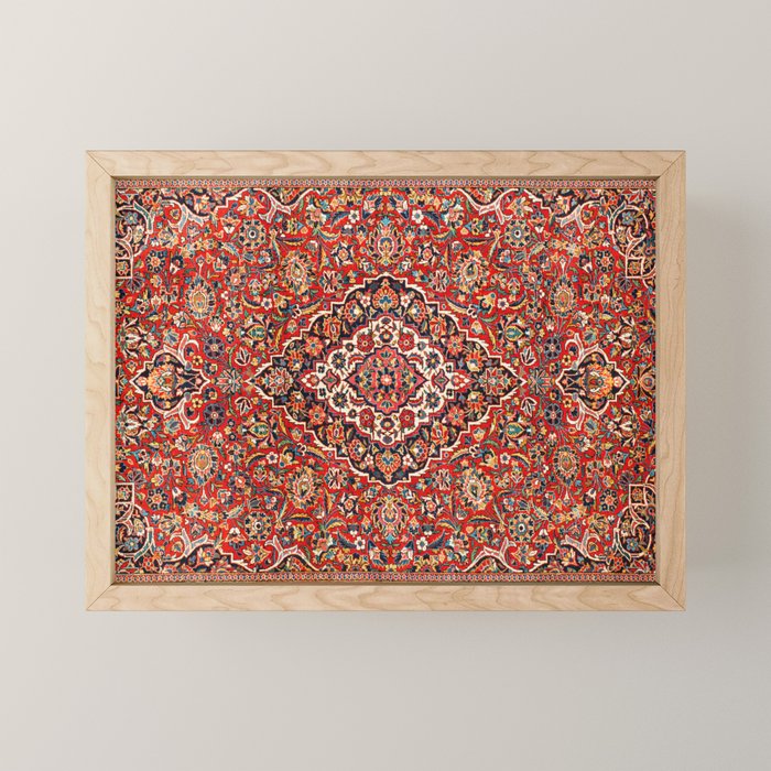 Kashan  Antique Central Persian Rug Print Mini Art Print Gallery Image 1