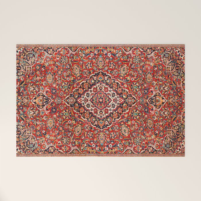 Kashan  Antique Central Persian Rug Print Welcome Mat Gallery Image 1