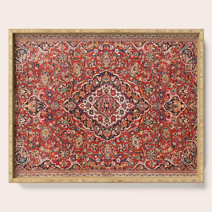 Kashan  Antique Central Persian Rug Print Serving Tray Gallery Image 1