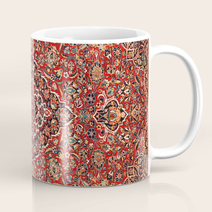 Kashan  Antique Central Persian Rug Print Coffee Mug Gallery Image 1