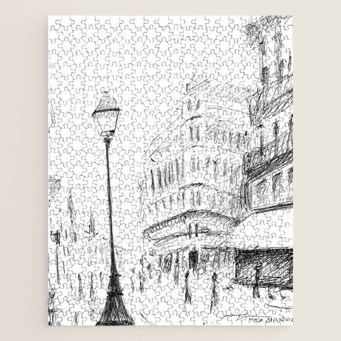 Sketch of a Street in Paris Jigsaw Puzzle Gallery Image 1