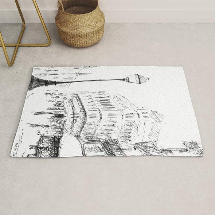 Sketch of a Street in Paris Rug Gallery Image 1