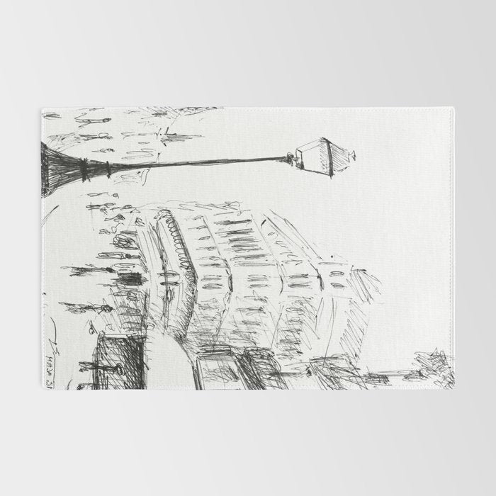 Sketch of a Street in Paris Rug Gallery Image 2