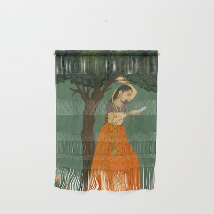 Title Woman Grasping Tree Branch Place India Indian Miniature Painting  Wall Hanging Gallery Image 1