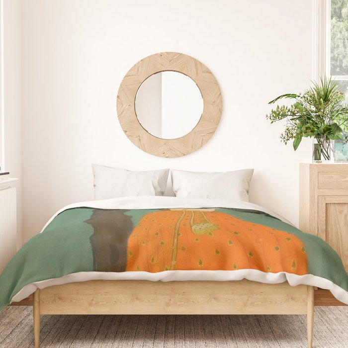 Title Woman Grasping Tree Branch Place India Indian Miniature Painting  Duvet Cover Gallery Image 3