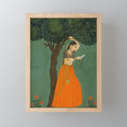 Title Woman Grasping Tree Branch Place India Indian Miniature Painting  Mini Art Print Gallery Image 1