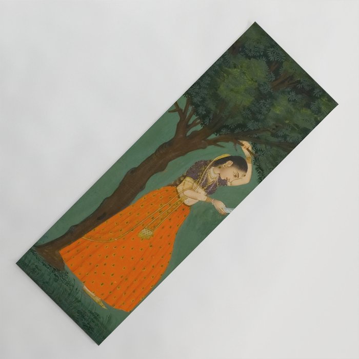 Title Woman Grasping Tree Branch Place India Indian Miniature Painting  Yoga Mat Gallery Image 1
