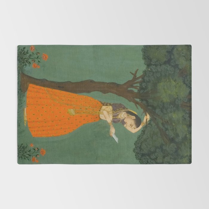 Title Woman Grasping Tree Branch Place India Indian Miniature Painting  Rug Gallery Image 2