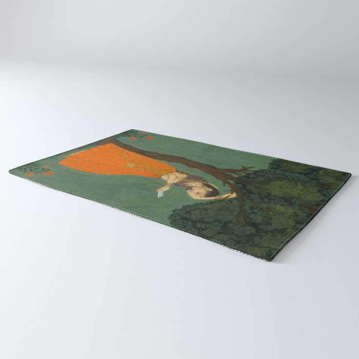 Title Woman Grasping Tree Branch Place India Indian Miniature Painting  Rug Gallery Image 3