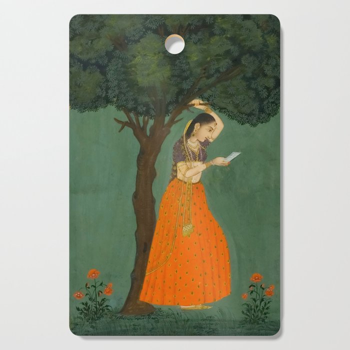 Title Woman Grasping Tree Branch Place India Indian Miniature Painting  Cutting Board Gallery Image 1