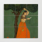Title Woman Grasping Tree Branch Place India Indian Miniature Painting  Wood Wall Art Gallery Image 1