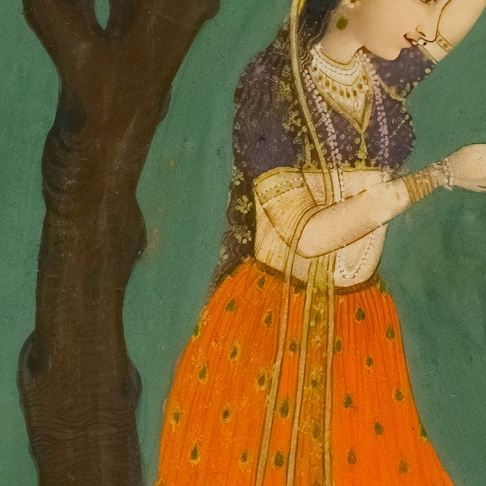 Title Woman Grasping Tree Branch Place India Indian Miniature Painting  Coffee Mug Gallery Image 2
