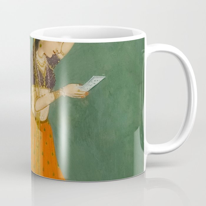 Title Woman Grasping Tree Branch Place India Indian Miniature Painting  Coffee Mug Gallery Image 1