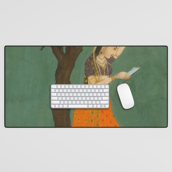 Title Woman Grasping Tree Branch Place India Indian Miniature Painting  Desk Mat Gallery Image 1
