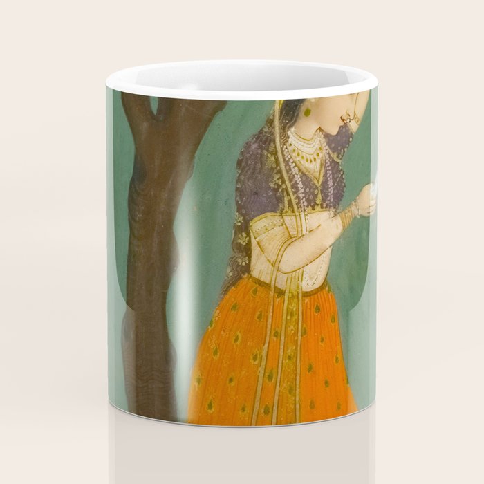 Title Woman Grasping Tree Branch Place India Indian Miniature Painting  Coffee Mug Gallery Image 4