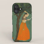 Title Woman Grasping Tree Branch Place India Indian Miniature Painting  iPhone Case Gallery Image 1